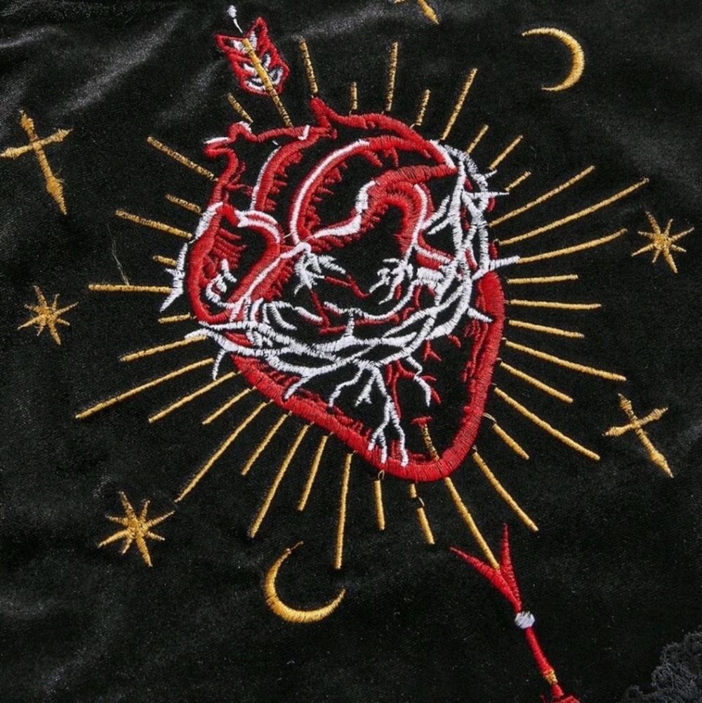 NEW Black Embroidered Heart Top - Picture 3 of 6